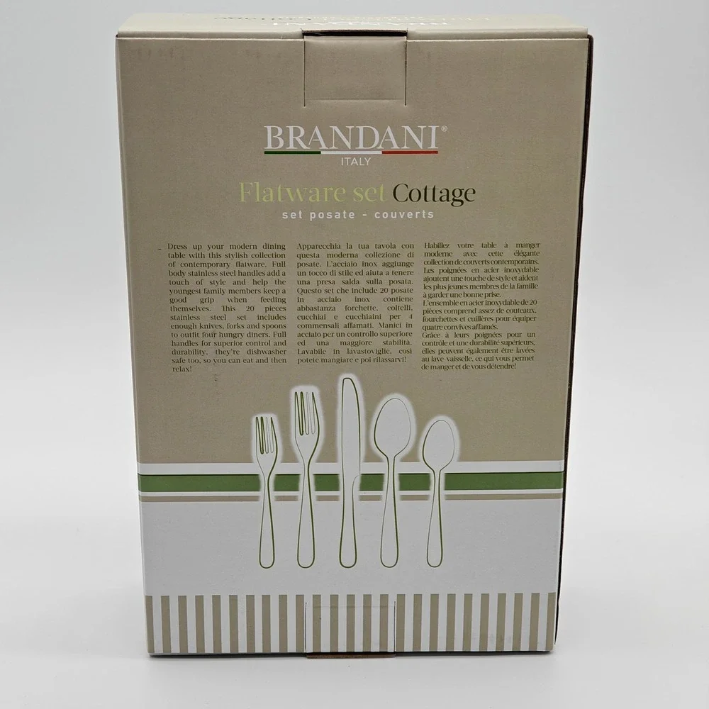 Brandani Italy 20 Piece COTTAGE Stainless Flatware Set Hotel Collection New